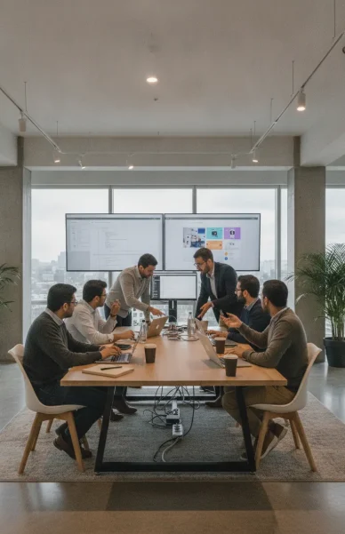 modern software development team in Pakistan collaborating around
